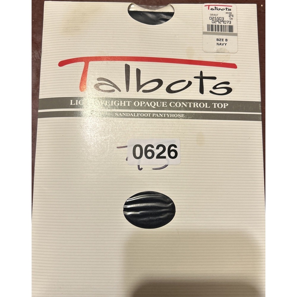 Talbots Size B Navy LIghtweight Opaque Control Top Sandalfoot Pantyhose - Picture 1 of 3